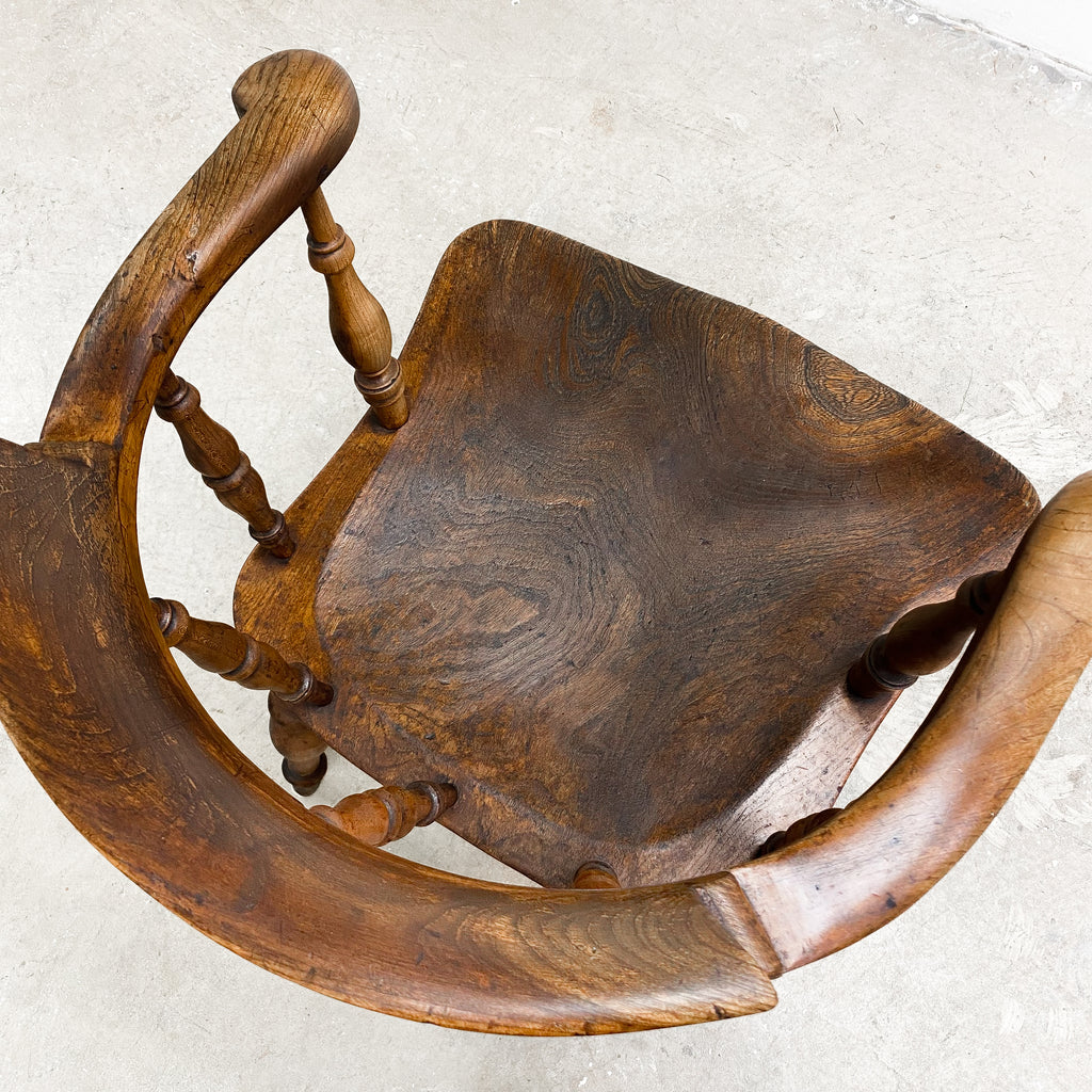 Antique Victorian Smokers Bow Captains Windsor Armchair