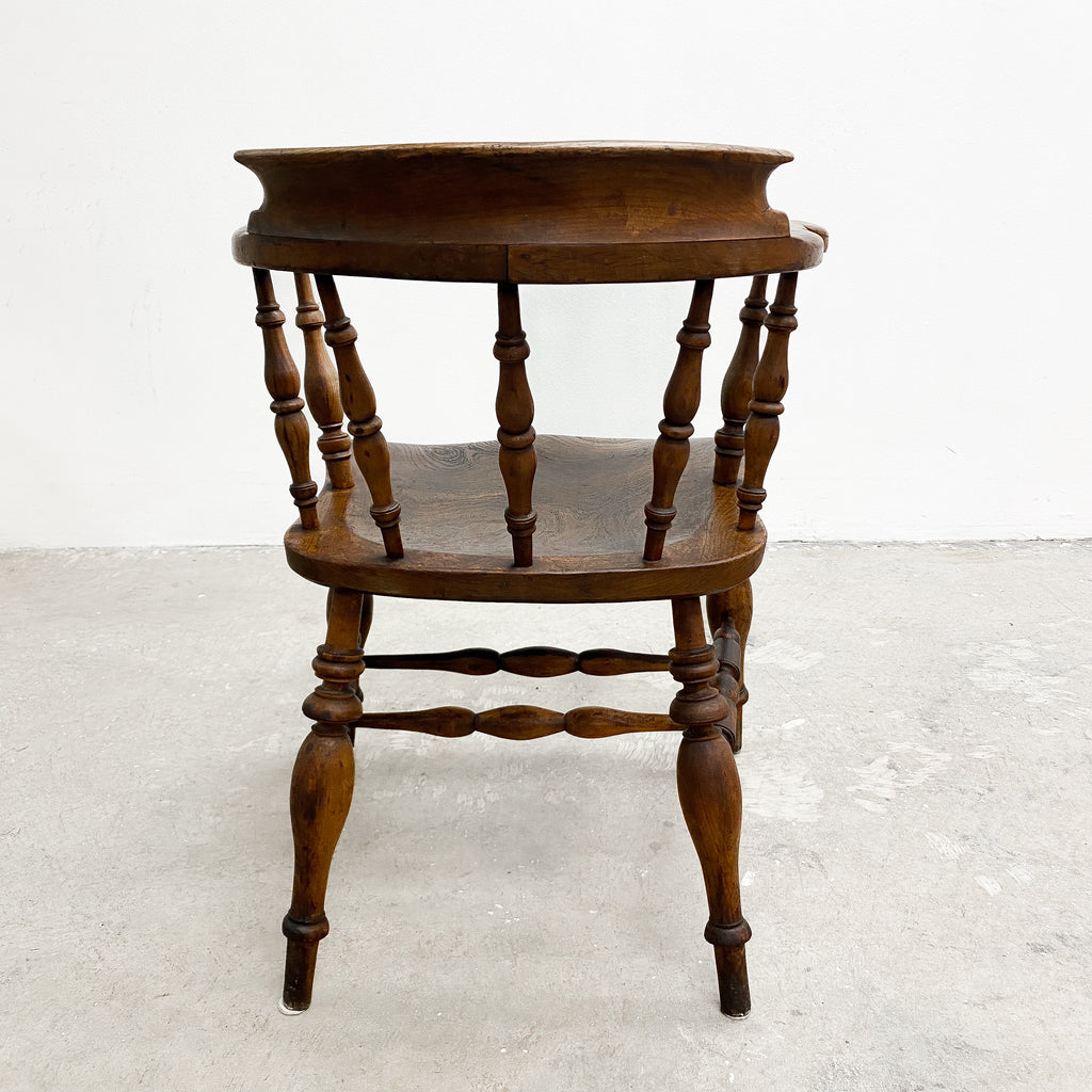 Antique Victorian Smokers Bow Captains Windsor Armchair