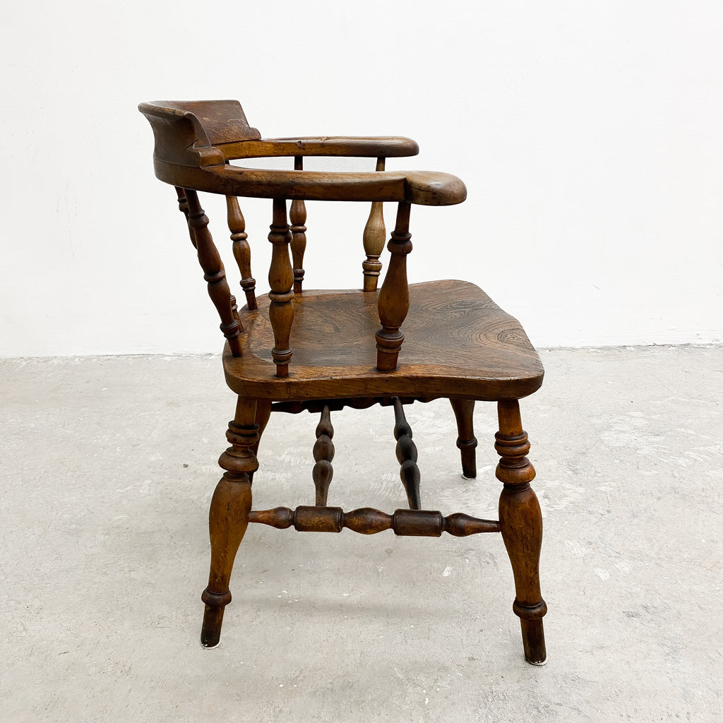 Antique Victorian Smokers Bow Captains Windsor Armchair