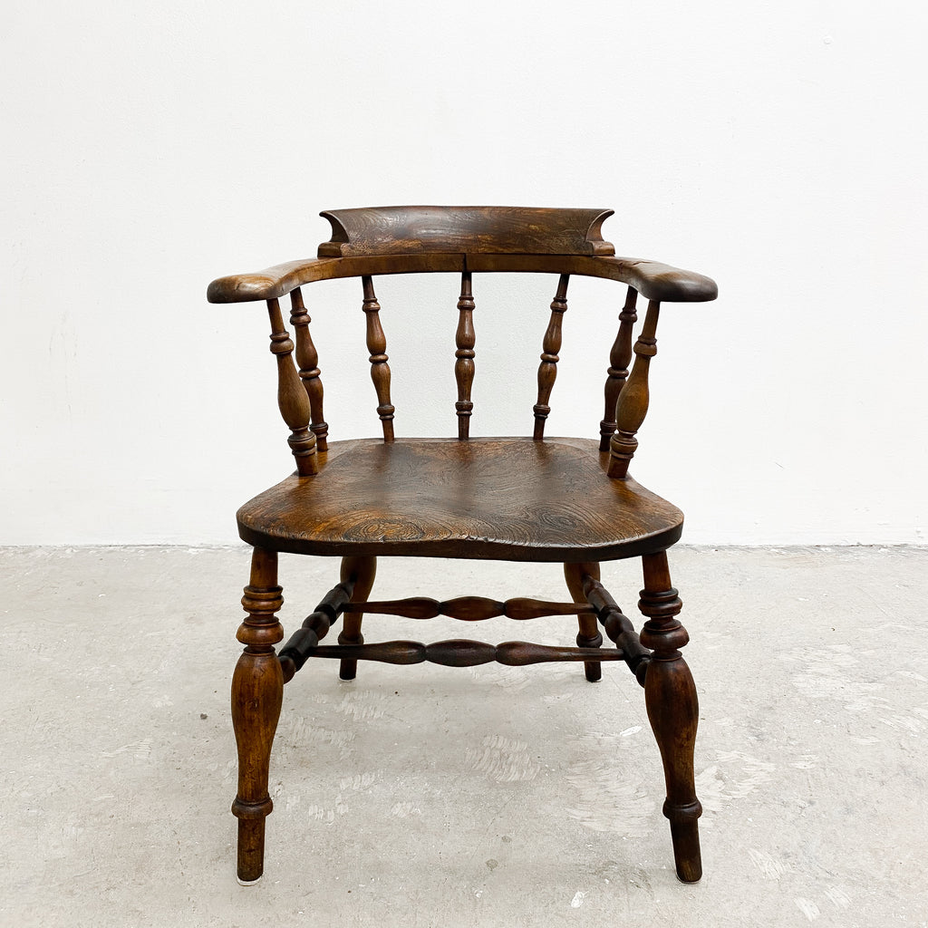 Antique Victorian Smokers Bow Captains Windsor Armchair