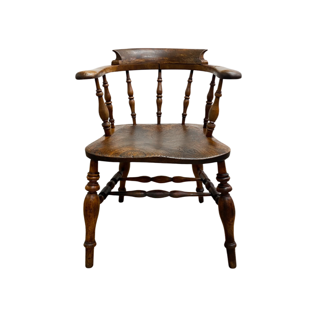Antique Victorian Smokers Bow Captains Windsor Armchair
