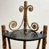 Antique Victorian Tiger Cane and Japanese Lacquer Corner Shelf