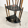 Antique Victorian Tiger Cane and Japanese Lacquer Corner Shelf