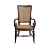 Antique Armchair With Hand Woven Rattan Cane Seat And Back
