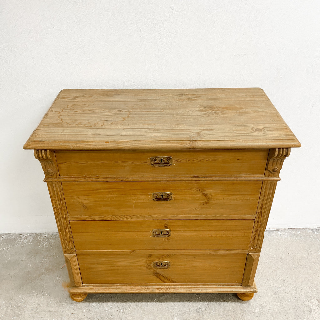 Antique Baltic Pine Chest Of Drawers With Key