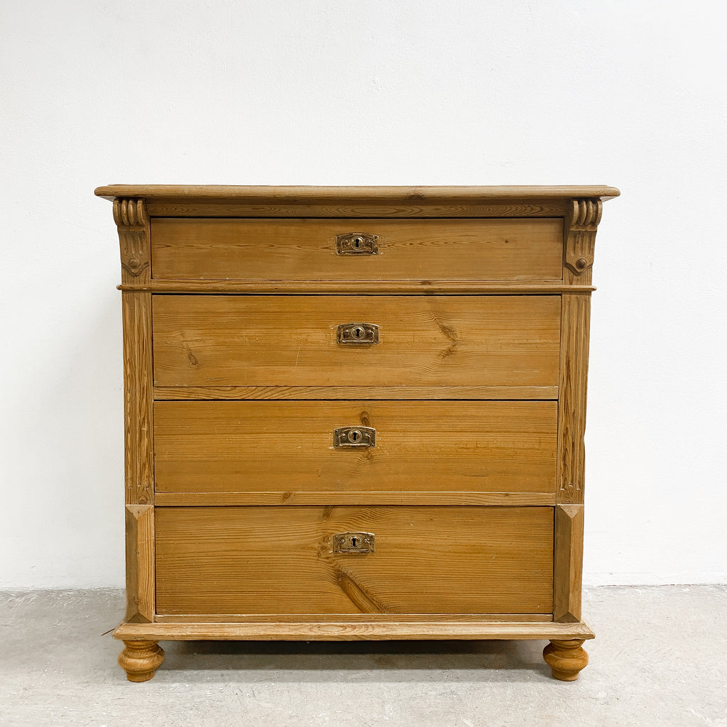 Antique Baltic Pine Chest Of Drawers With Key