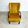 Art Deco 1940's Bentwood Upholstered Wingback Armchair