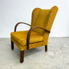 Art Deco 1940's Bentwood Upholstered Wingback Armchair