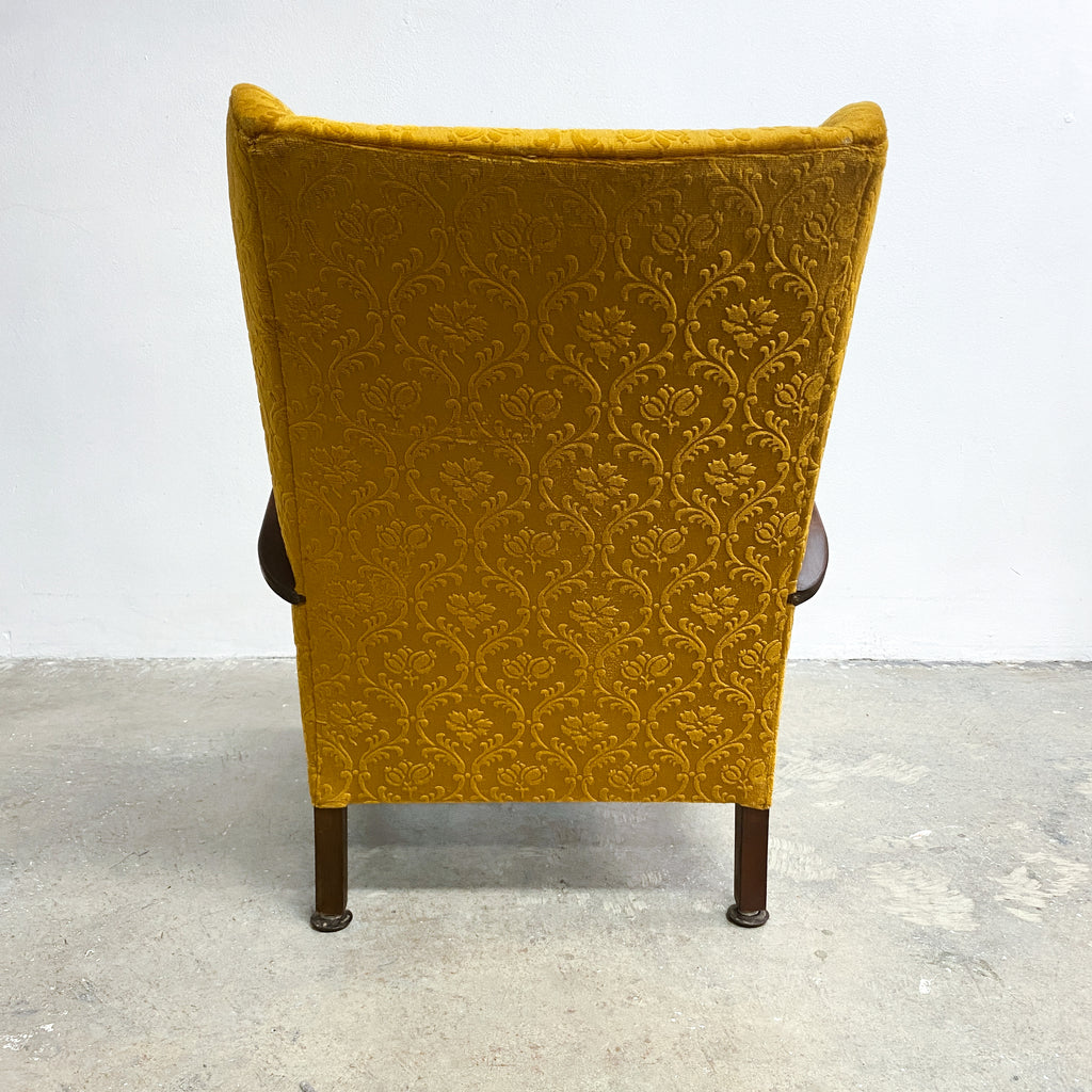 Art Deco 1940's Bentwood Upholstered Wingback Armchair