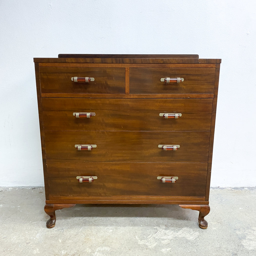 Art Deco Chest Of Drawers With Chrome And Bakelite Handles
