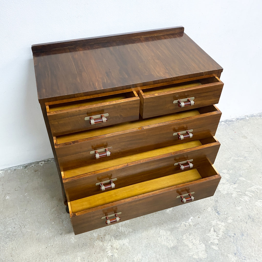 Art Deco Chest Of Drawers With Chrome And Bakelite Handles