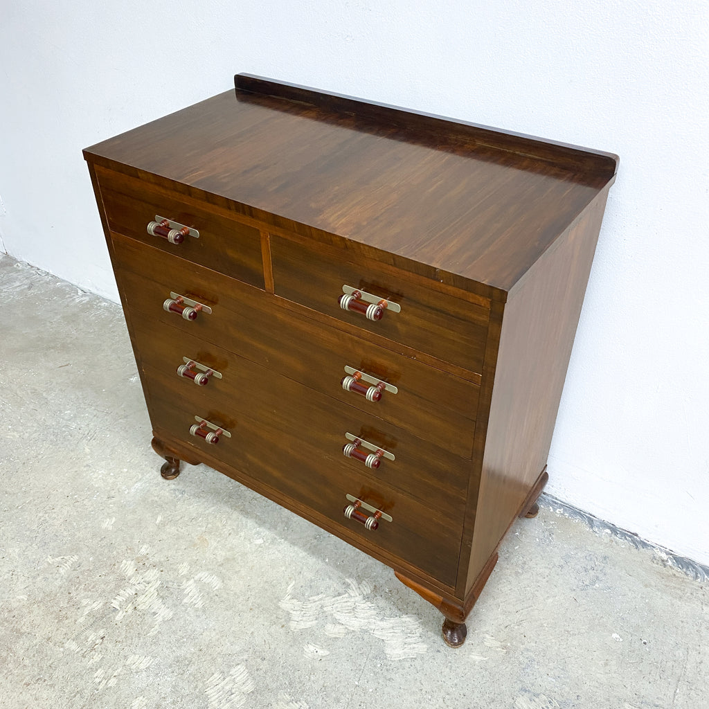 Art Deco Chest Of Drawers With Chrome And Bakelite Handles