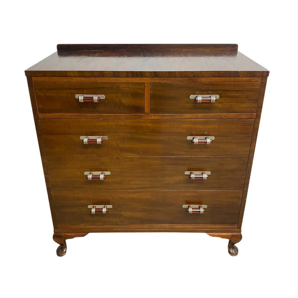 Art Deco Chest Of Drawers With Chrome And Bakelite Handles