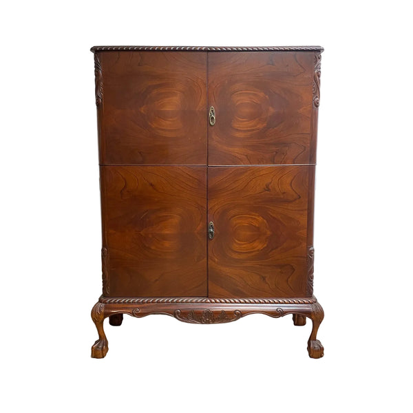 Art Deco Cocktail Bar Cabinet With Ball & Claw Feet 