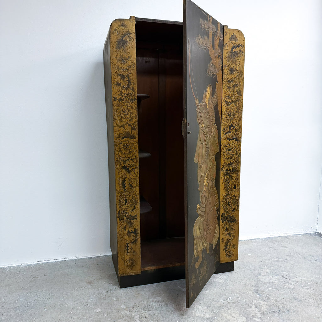 Art Deco Lacquered Chinoiserie Japanese Wardrobe/ Cabinet