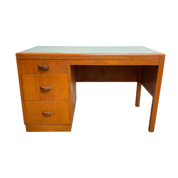 Vintage Art Deco Three Drawer Desk With Return