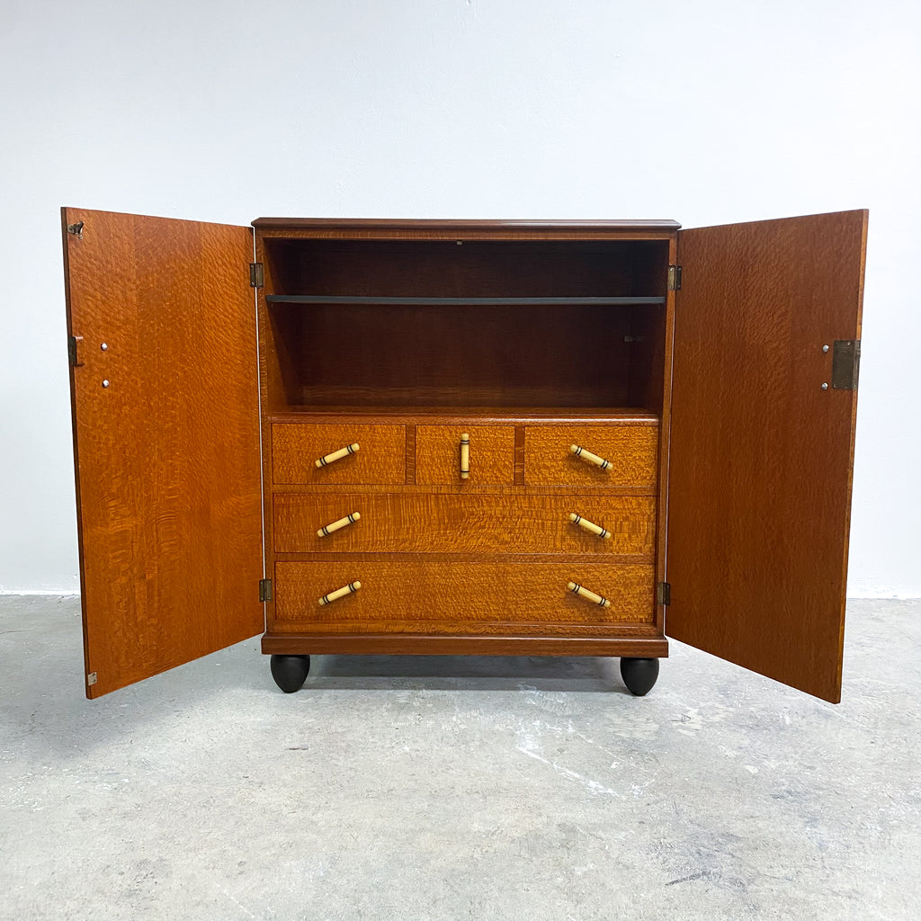 Art Deco Walnut Cabinet With Bakelite Handles And Silky Oak Interior