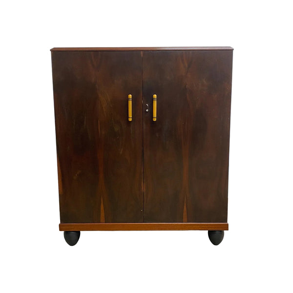 Art Deco Walnut Cabinet With Bakelite Handles And Silky Oak Interior