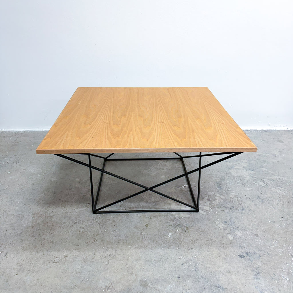 Australian Mid Century Metal Rod Coffee Table Red Oak Veneer Top Restored