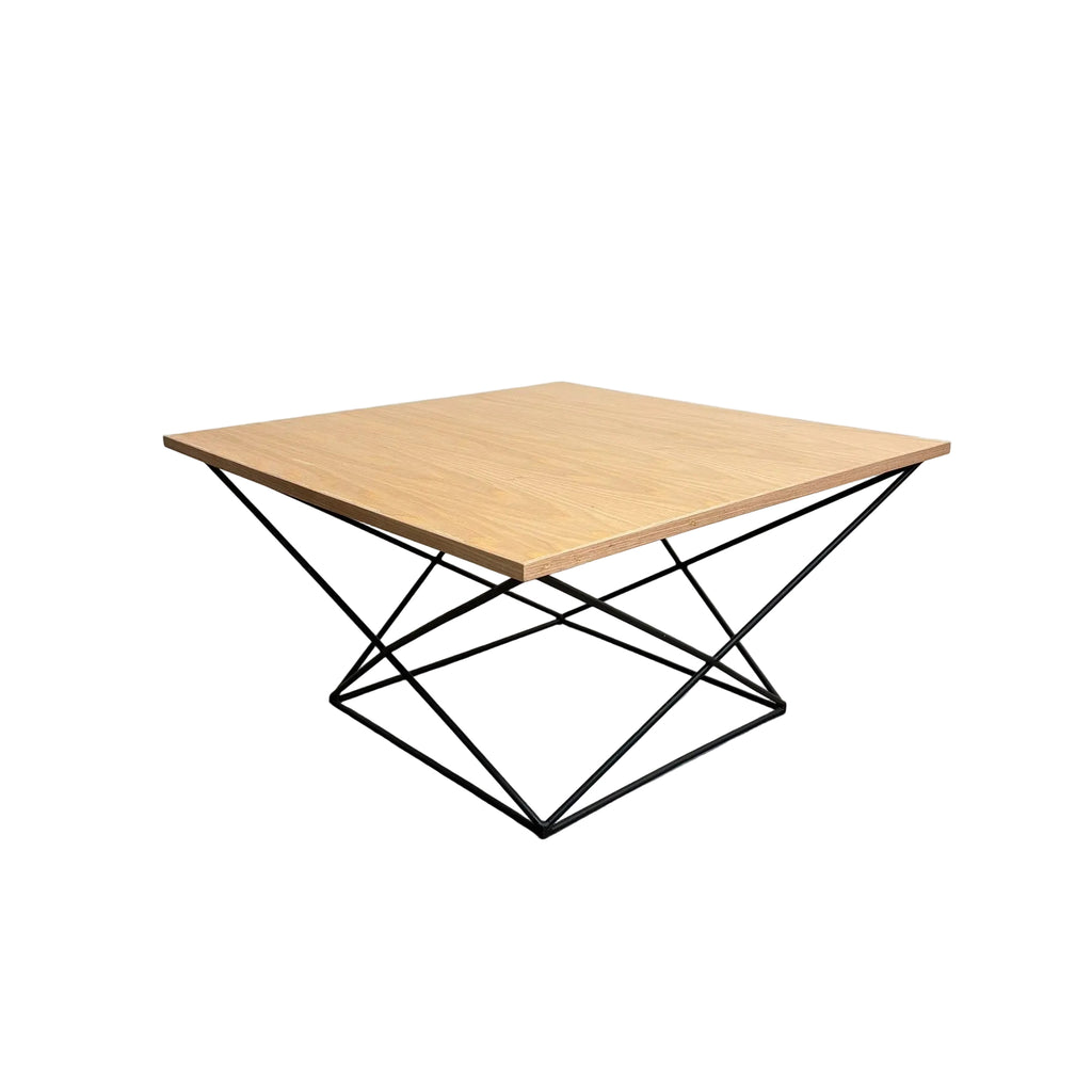 Australian Mid Century Metal Rod Coffee Table Red Oak Veneer Top Restored