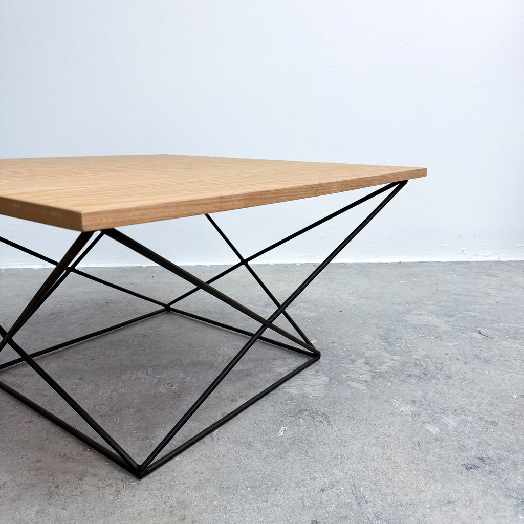Australian Mid Century Metal Rod Coffee Table Red Oak Veneer Top Restored
