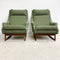 Pair Of Rare Mid Century Parker Teak Sleigh Based Armchairs 1960s