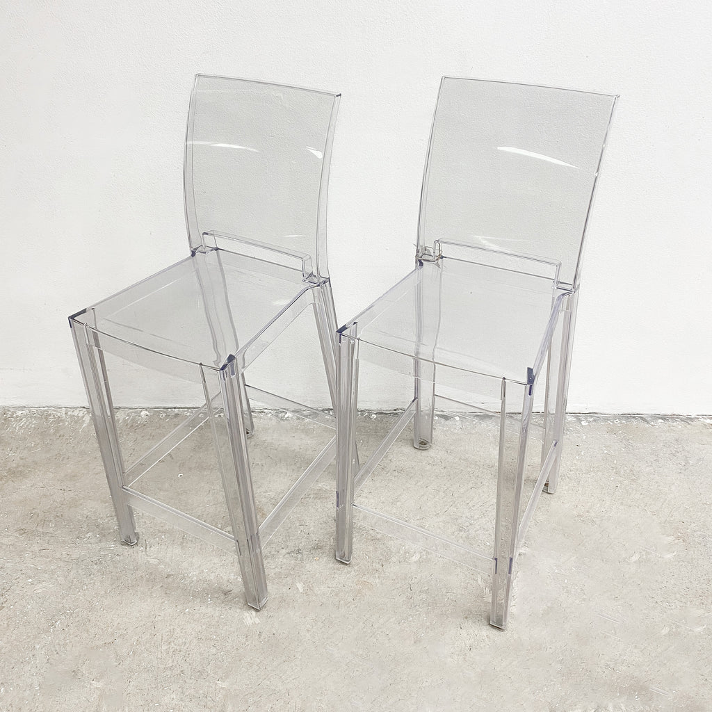 Set Of 2 Kartell Ghost Bar Stools By Philippe Starck