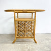 Rattan Cane Console or Side Table with Glass Inset Top