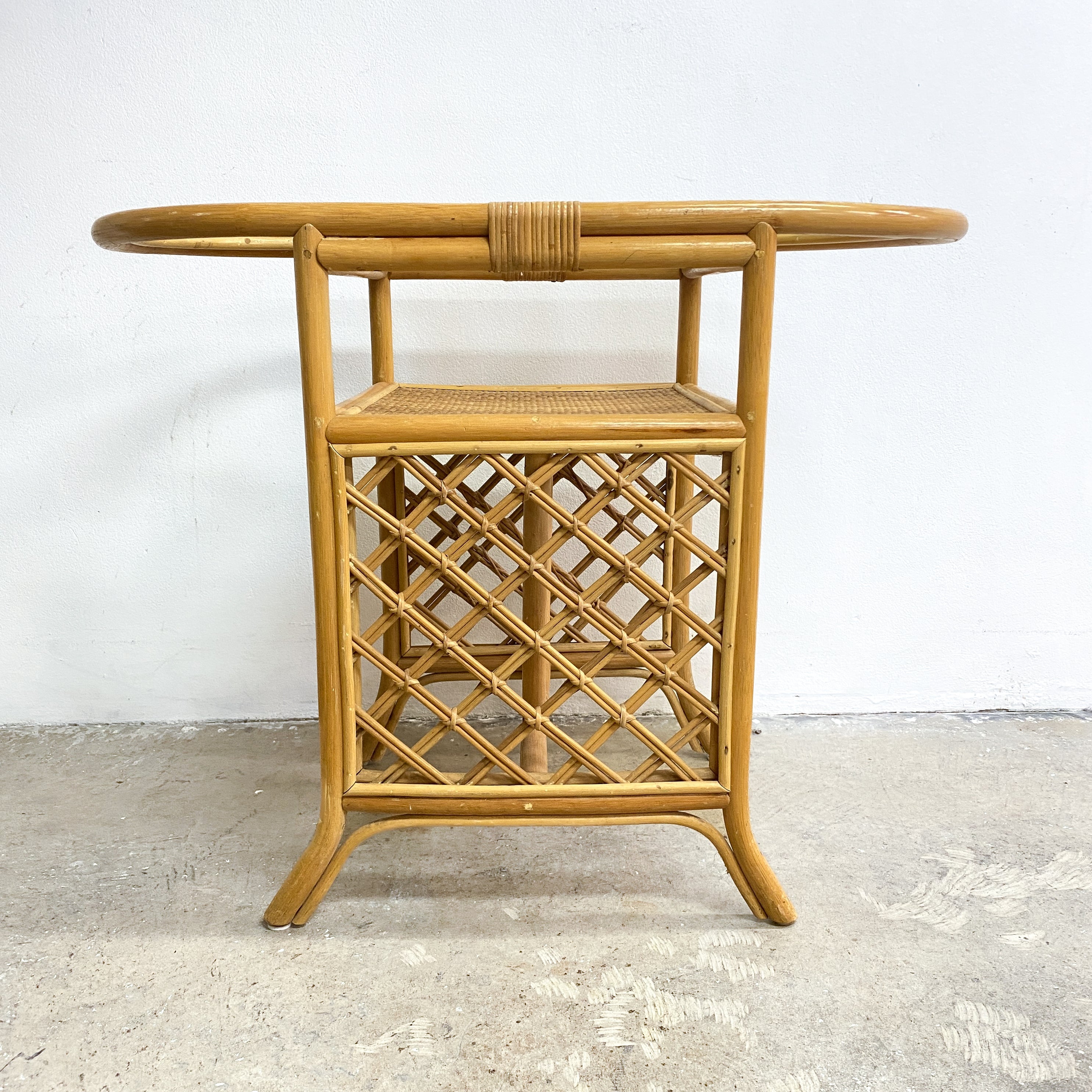 Rattan Cane Console or Side Table with Glass Inset Top– The Design Ark
