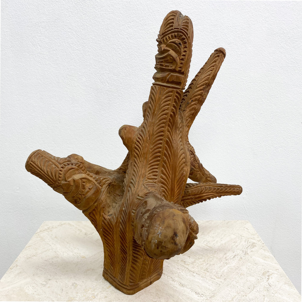 Carranca Tiki Totem Tribal Figures Wood Rootstock Carving 20th Century