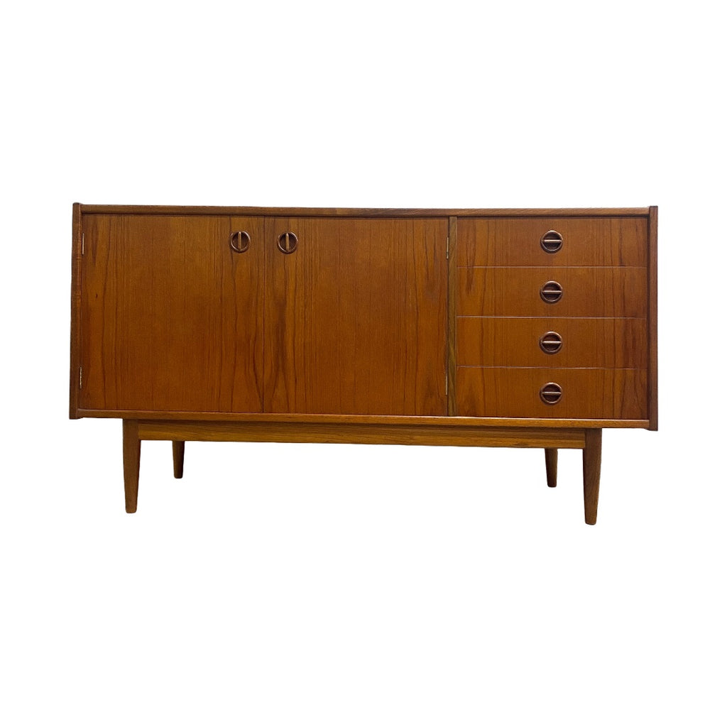 Compact Mid Century Parker Nordic Cats Eye Teak Sideboard