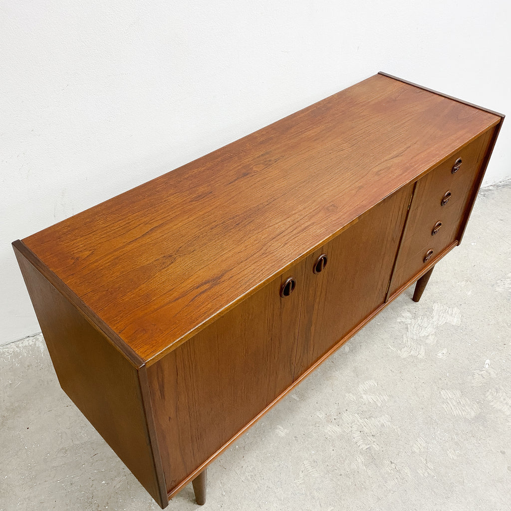 Compact Mid Century Parker Nordic Cats Eye Teak Sideboard