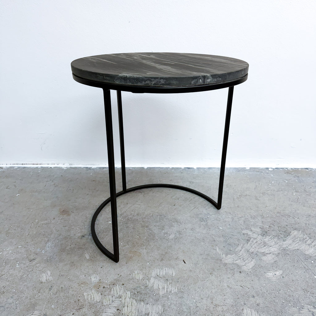 Contemporary Black Marble Top Side Table