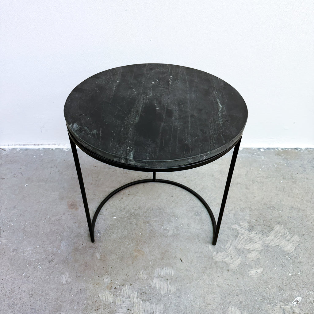 Contemporary Black Marble Top Side Table