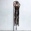 Contemporary Marble Base Lamp with Handmade Leather Strap Shade.