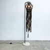 Contemporary Marble Base Lamp with Handmade Leather Strap Shade.