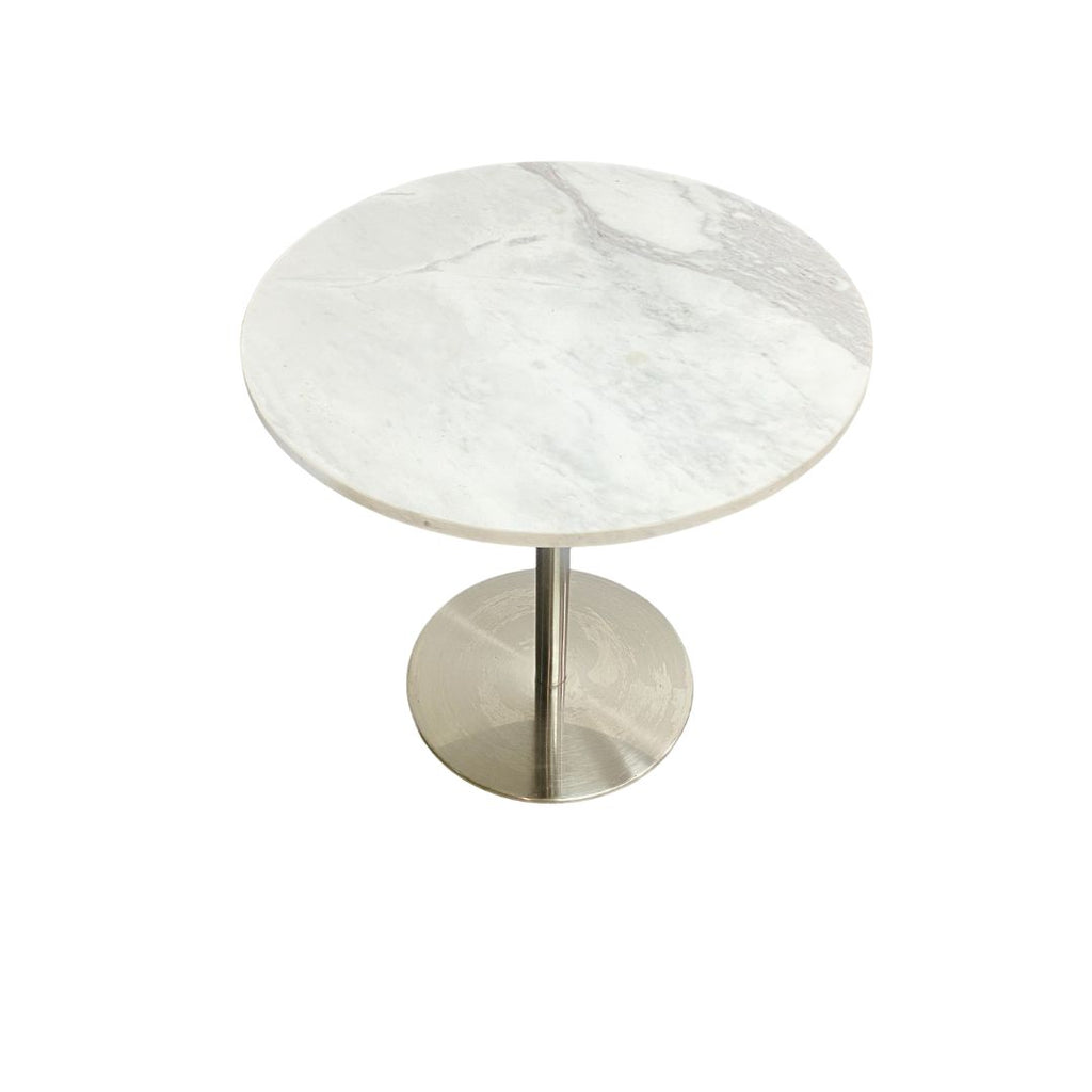 Contemporary Marble Top And Stainless Steel Base Side Table