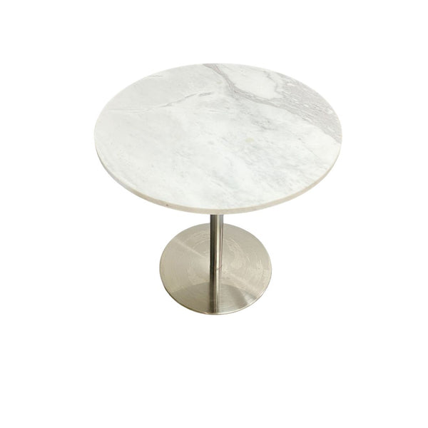 Contemporary Marble Top And Stainless Steel Base Side Table