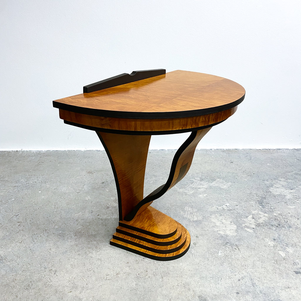 Custom Made Art Deco Style Demi Lune Table Made From Reclaimed Timber