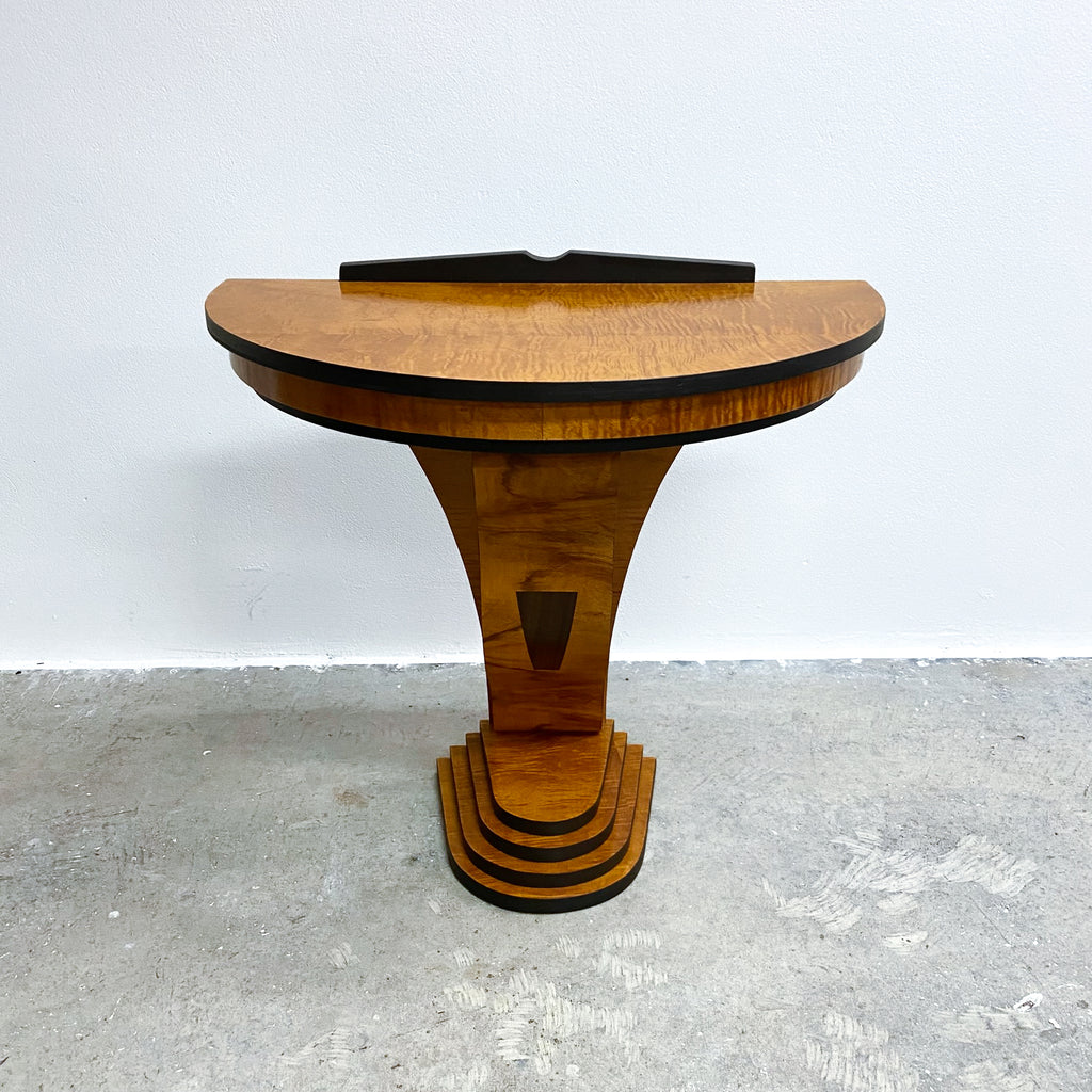 Custom Made Art Deco Style Demi Lune Table Made From Reclaimed Timber