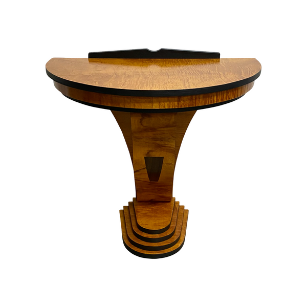 Custom Made Art Deco Style Demi Lune Table Made From Reclaimed Timber