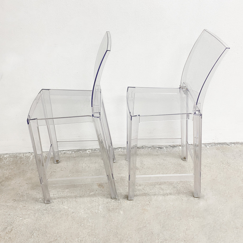 Set Of 2 Kartell Ghost Bar Stools By Philippe Starck