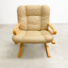 Mid Century Norwegian "Kengu" Leather And Bentwood Armchair