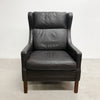 Danish Leather Wingback Chair With Footstool