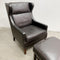 Danish Leather Wingback Chair With Footstool