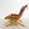 Danish Mid Century Leather Canvas And Beech Armchair