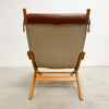 Danish Mid Century Leather Canvas And Beech Armchair
