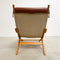 Danish Mid Century Leather Canvas And Beech Armchair