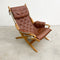 Danish Mid Century Leather Canvas And Beech Armchair