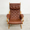 Danish Mid Century Leather Canvas And Beech Armchair